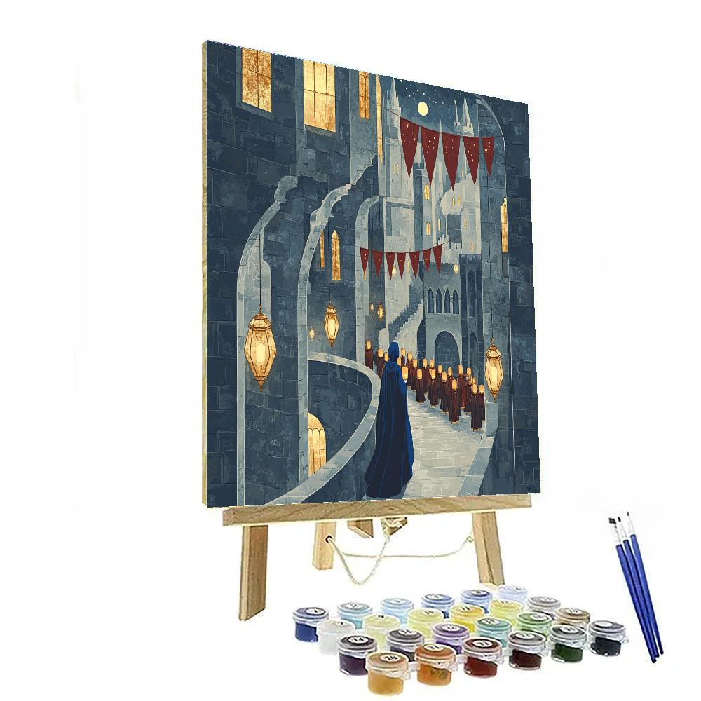 Lantern Procession Through The Castle Passages DIY paint by numbers