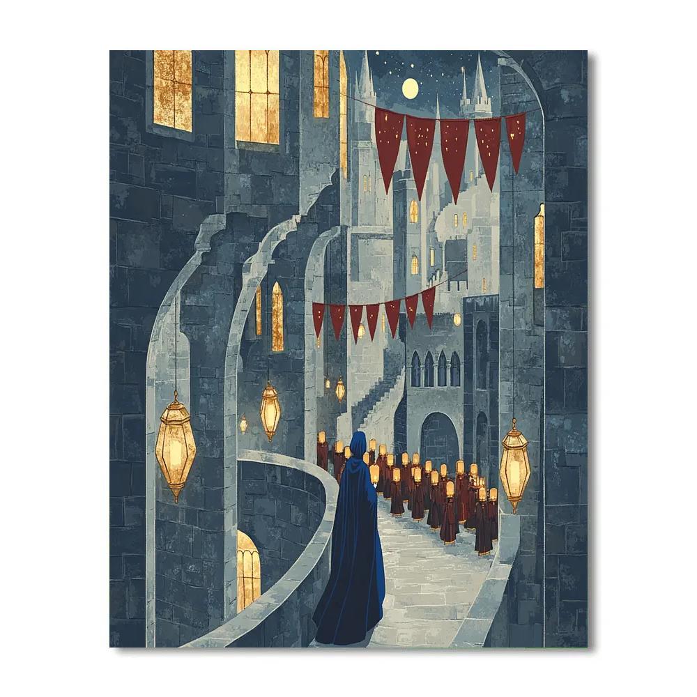 Lantern Procession Through The Castle Passages DIY paint by numbers