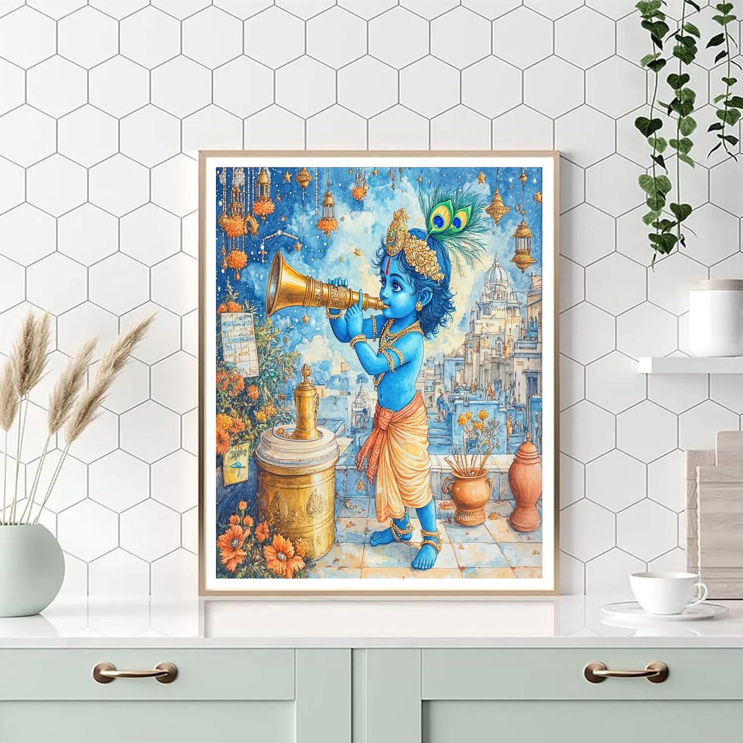 Krishna And The Celestial Butter Observatory DIY paint by numbers
