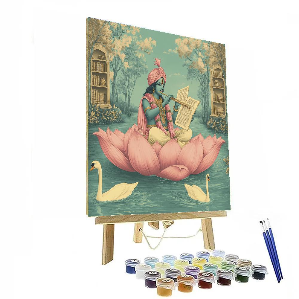 Krishna Guiding The Lotus River Library paint by color