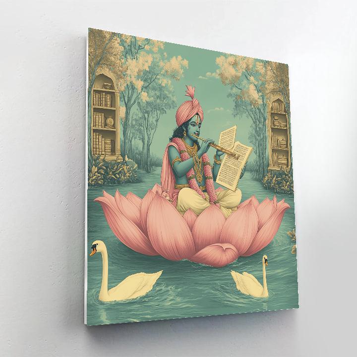 Krishna Guiding The Lotus River Library paint by color