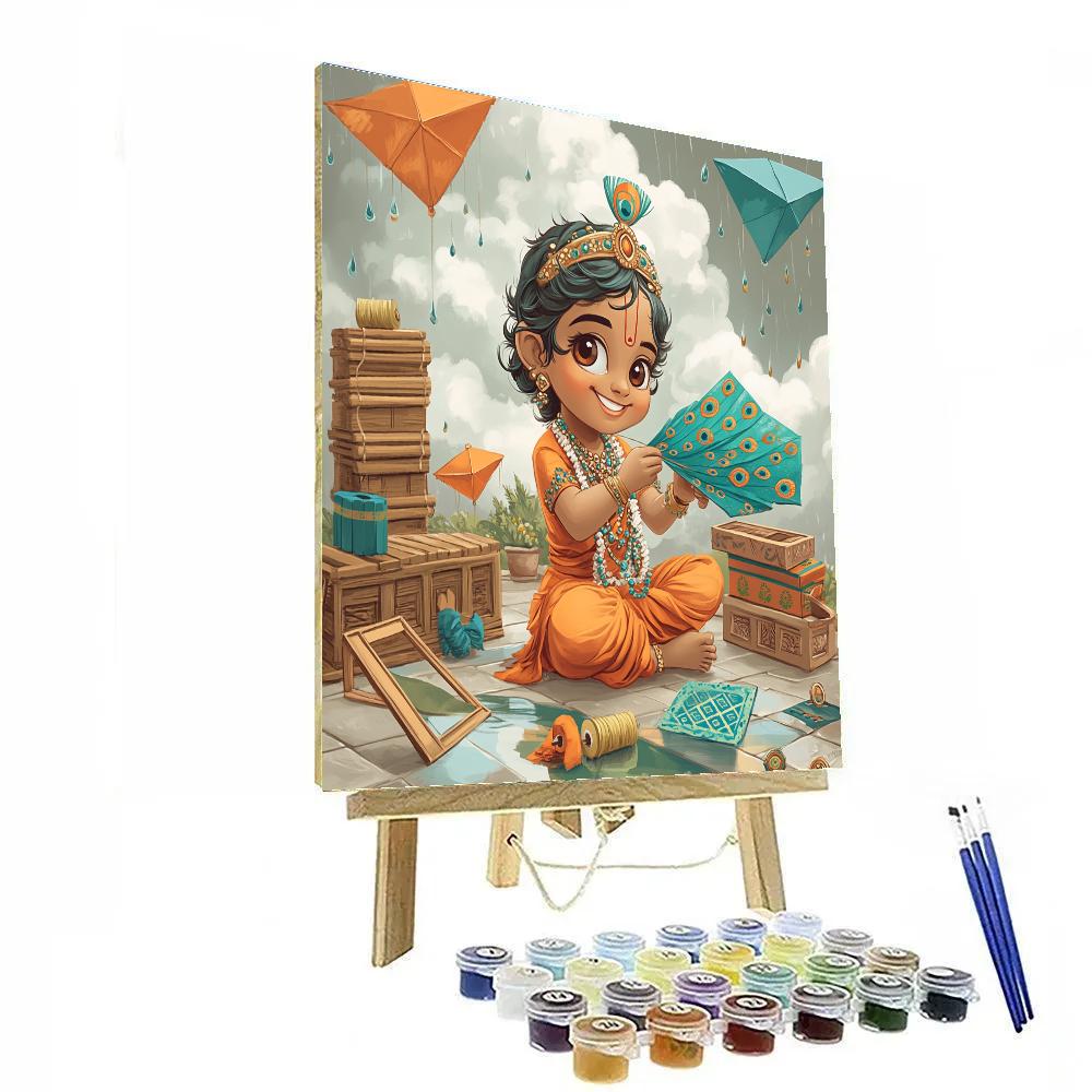 Krishna In The Monsoon Kite Workshop Painting by numbers kit