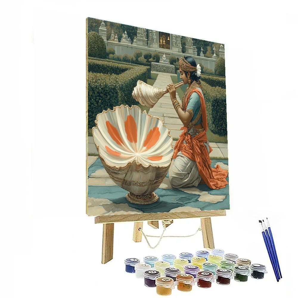 Krishna And The Conch Shell Sound Garden paint by color
