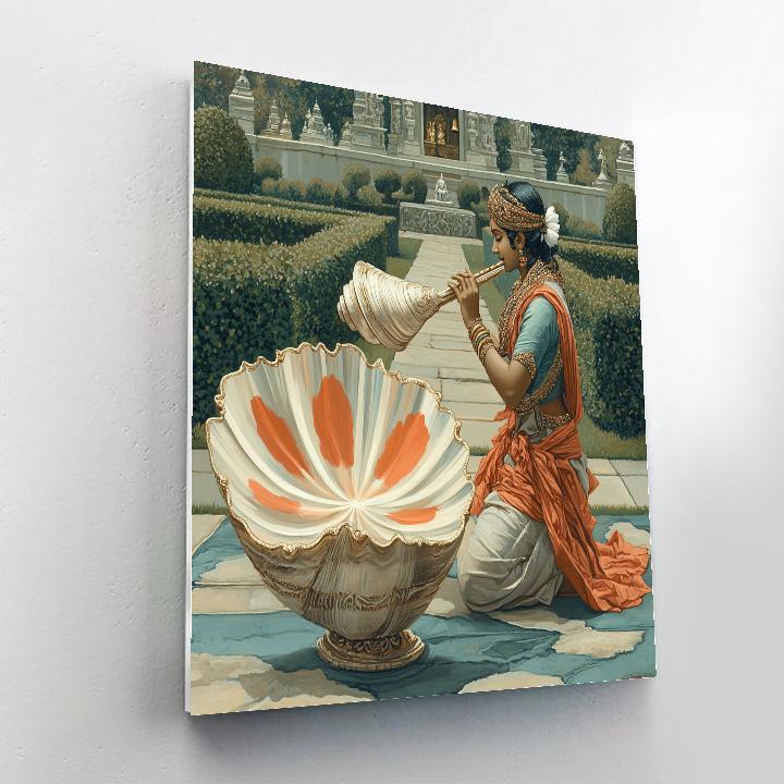 Krishna And The Conch Shell Sound Garden paint by color