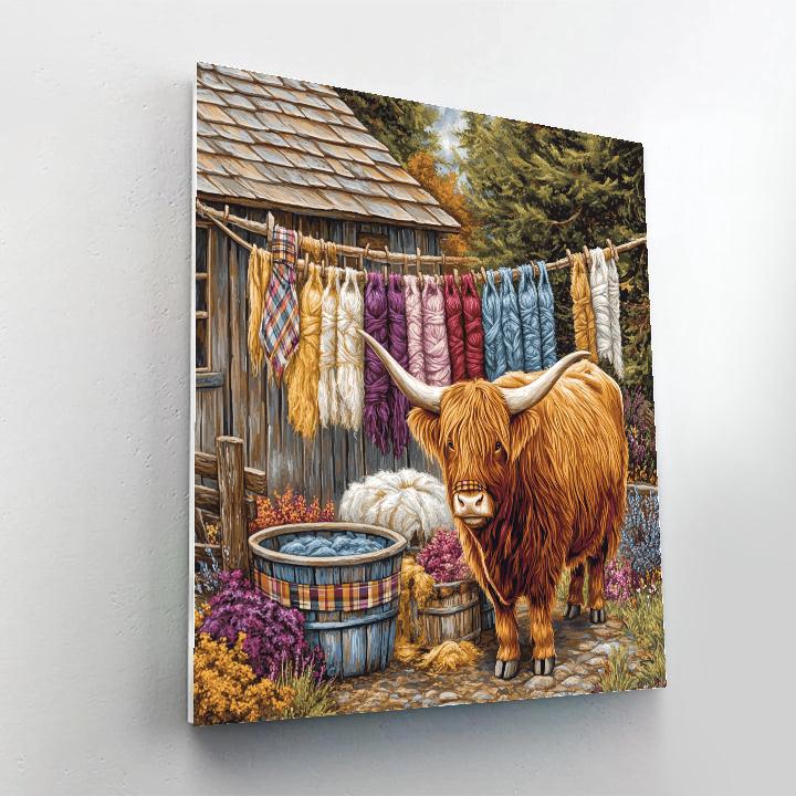 Highland Cow At The Yarn Dye Workshop paint by color