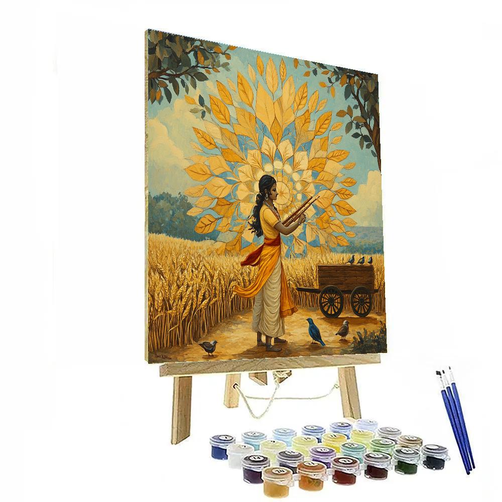 Krishna And The Golden Grain Mandala Harvest painting number kit