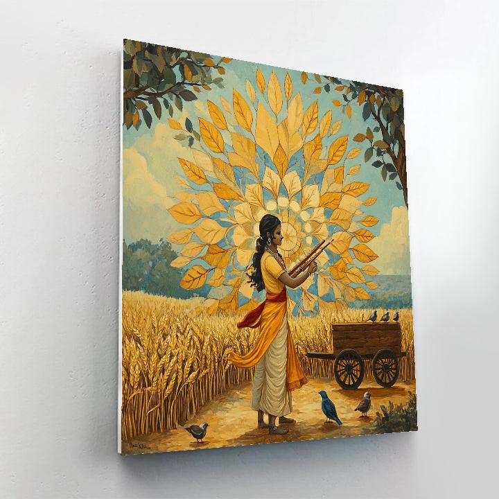Krishna And The Golden Grain Mandala Harvest painting number kit
