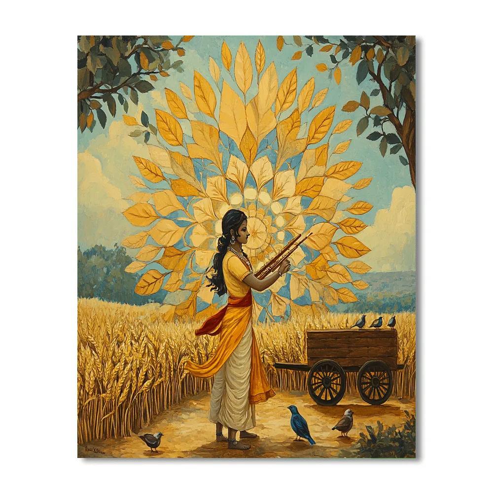 Krishna And The Golden Grain Mandala Harvest painting number kit