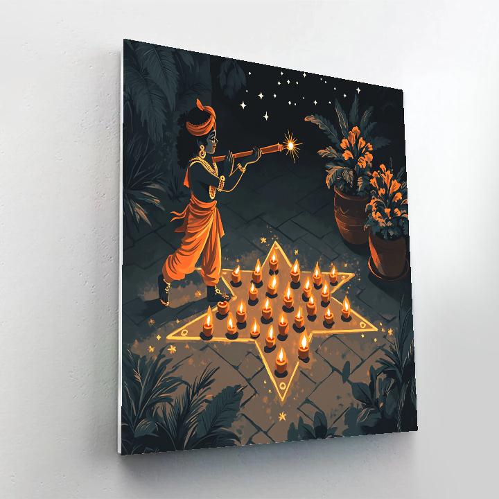 Krishna And The Clay Lamp Constellation Map DIY paint by numbers