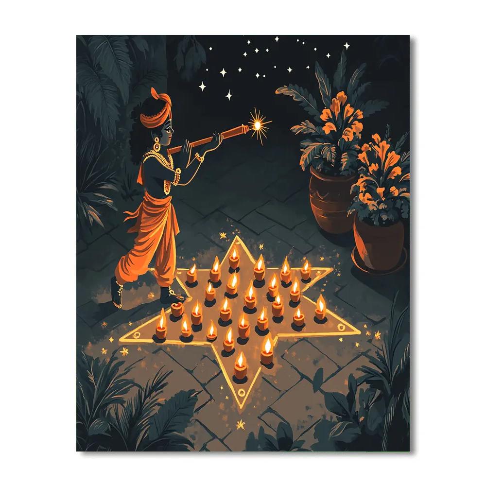 Krishna And The Clay Lamp Constellation Map DIY paint by numbers