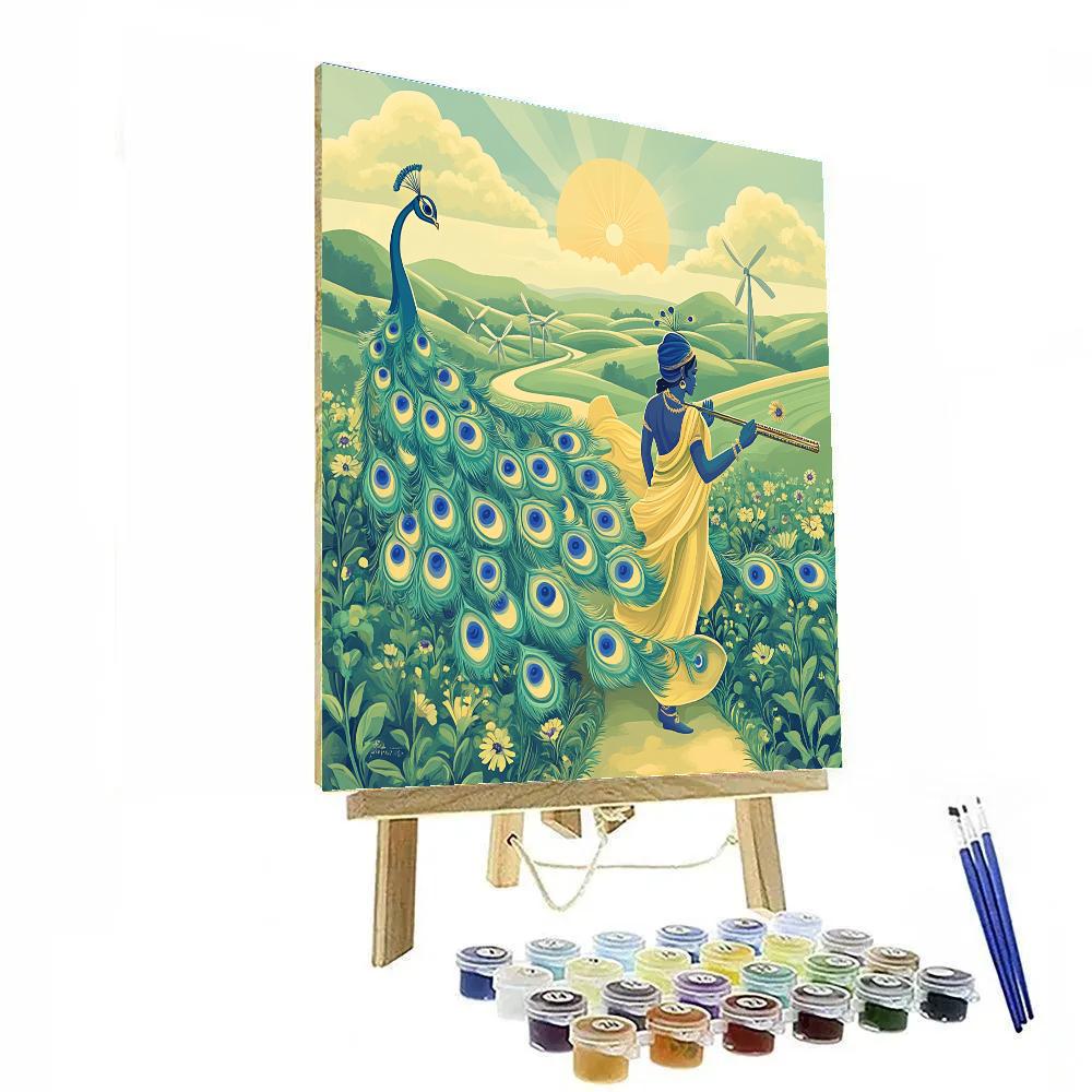 Krishna And The Peacock Feather Windmill Field DIY paint by numbers