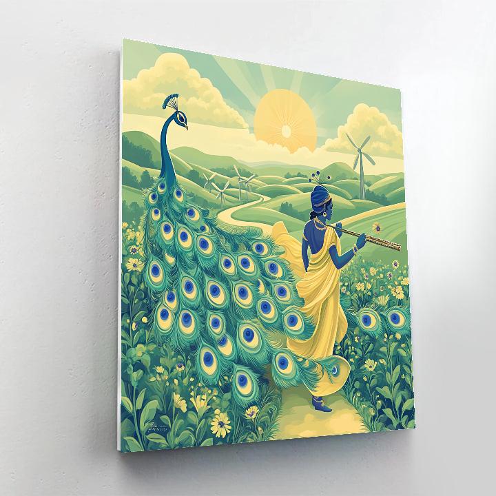 Krishna And The Peacock Feather Windmill Field DIY paint by numbers