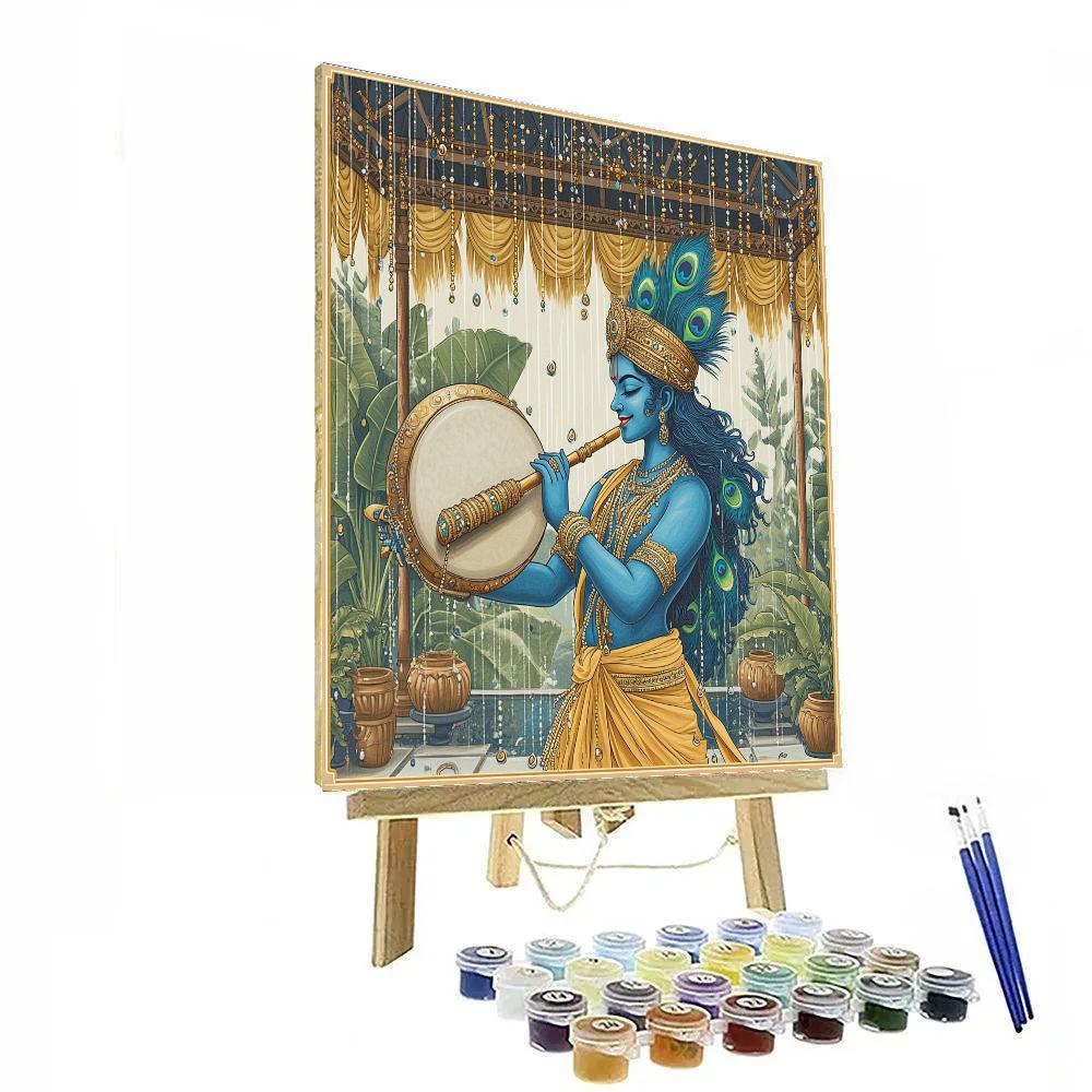 Krishna And The Sapphire Rain Drum Pavilion Paint by numbers art