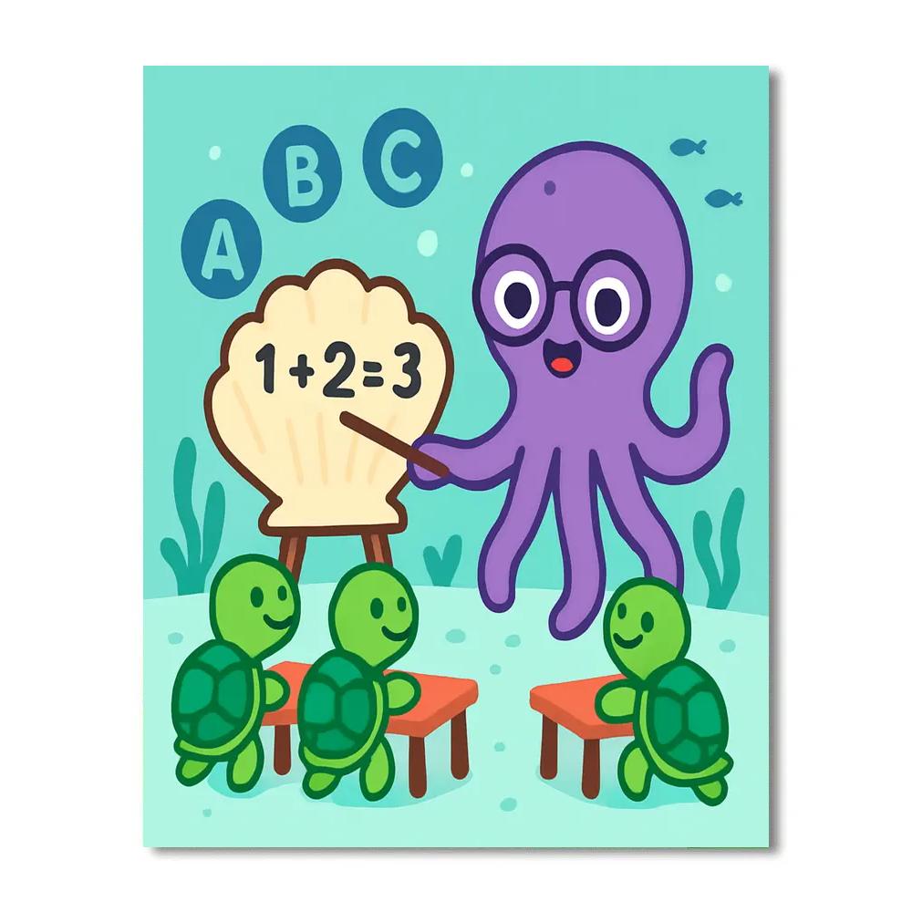 Coral Classroom With Professor Octopus painting number kit