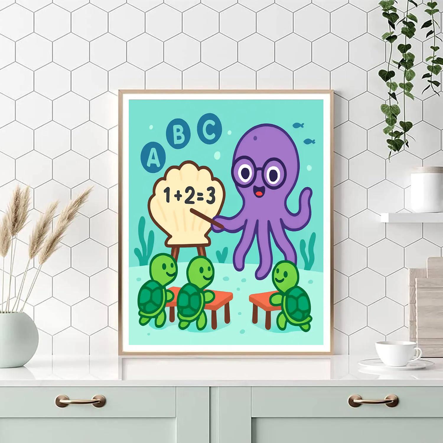 Coral Classroom With Professor Octopus painting number kit