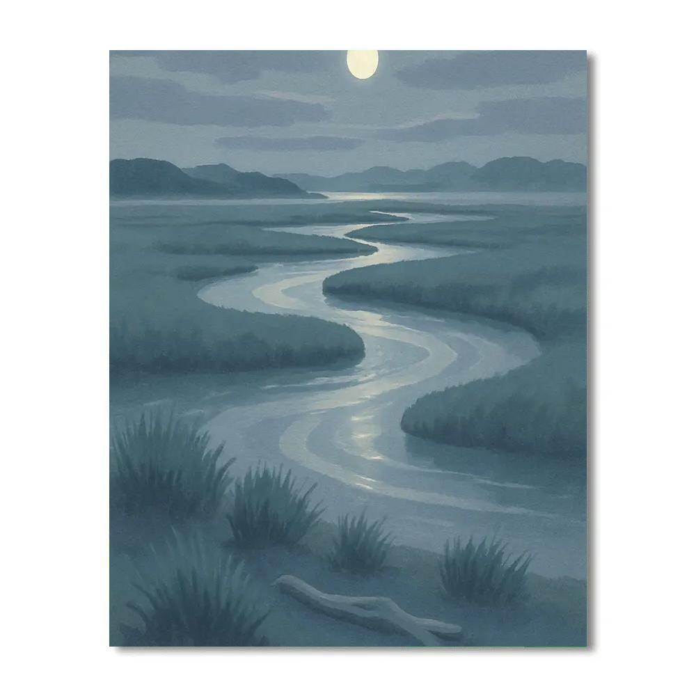 Moonlit Salt Marsh Quietude paint by numbers