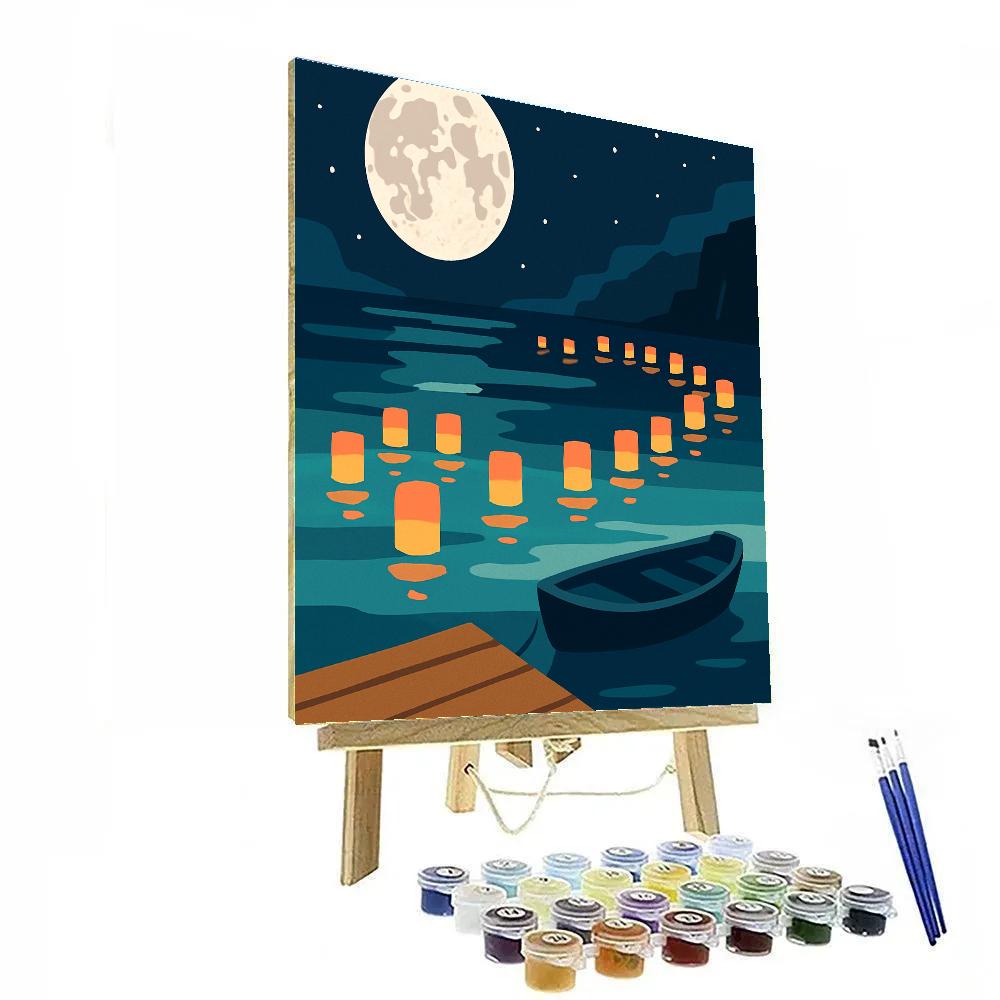 Paper Lantern Moon Harbor paint by number