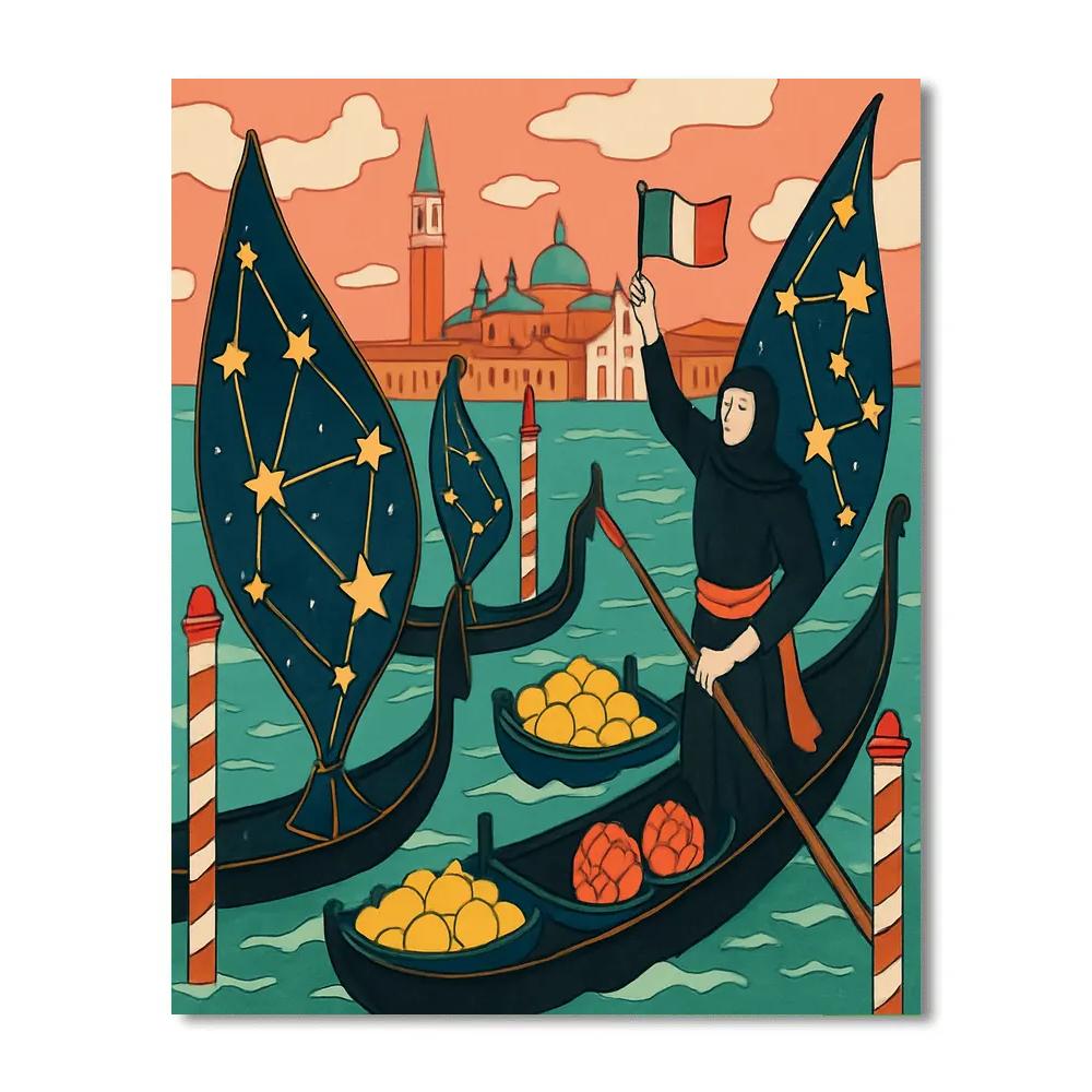 Regatta In Italy Lagoon Of Murano Glass paint by numbers