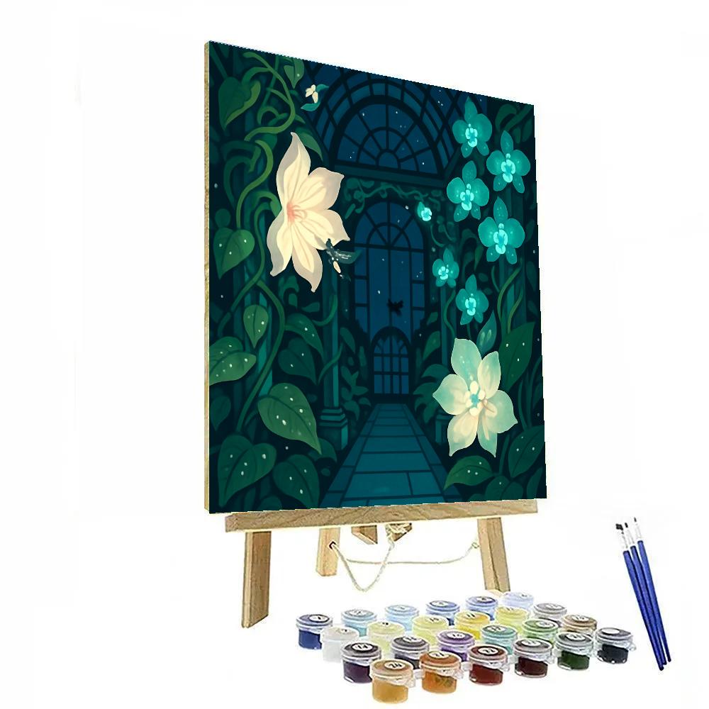 Flowers Under The Bioluminescent Conservatory Dome DIY paint by numbers