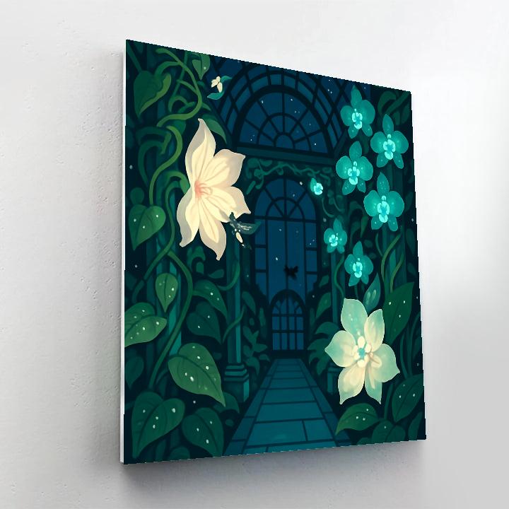 Flowers Under The Bioluminescent Conservatory Dome DIY paint by numbers