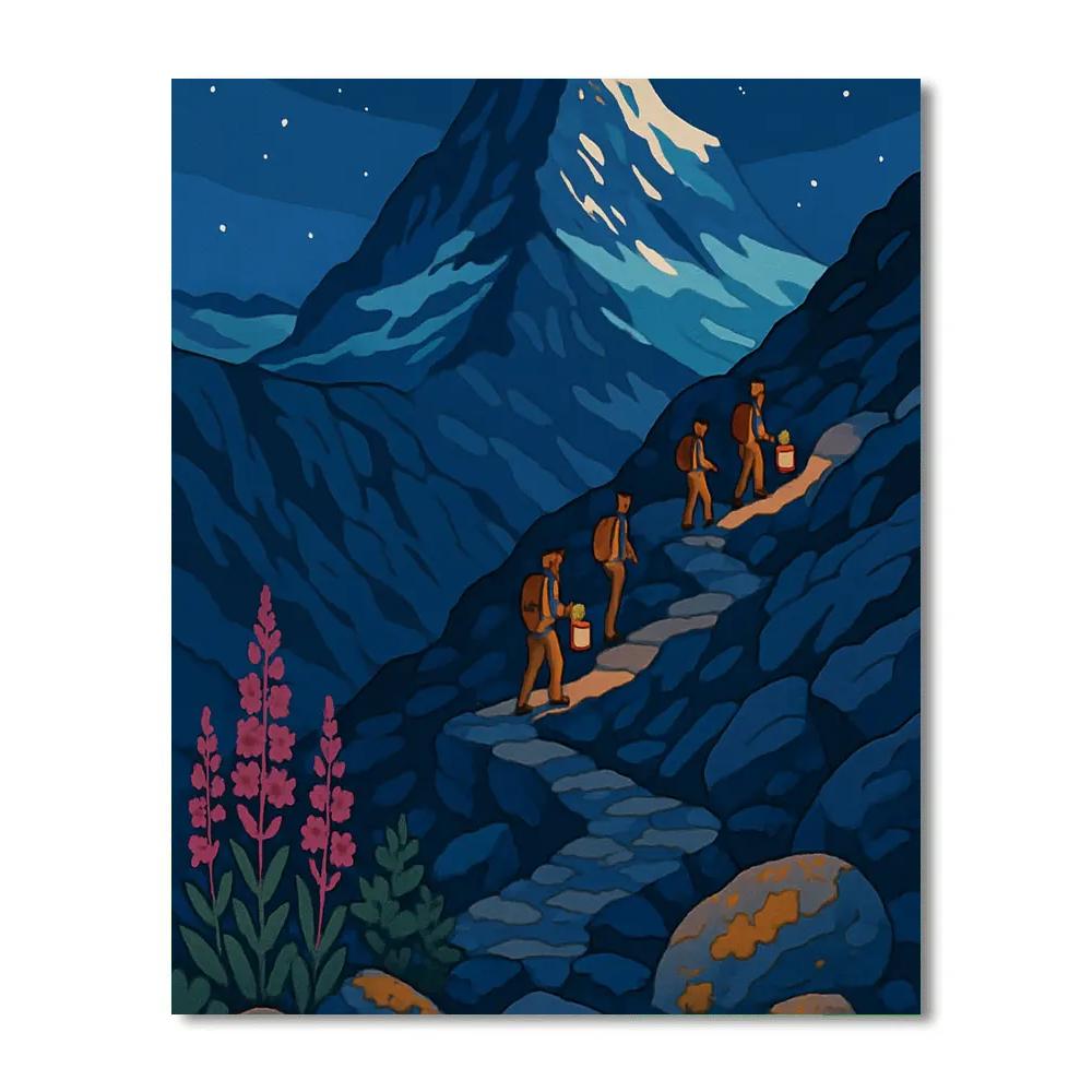 Lanternlit Ridge With Mountain Shadows Paint by numbers art