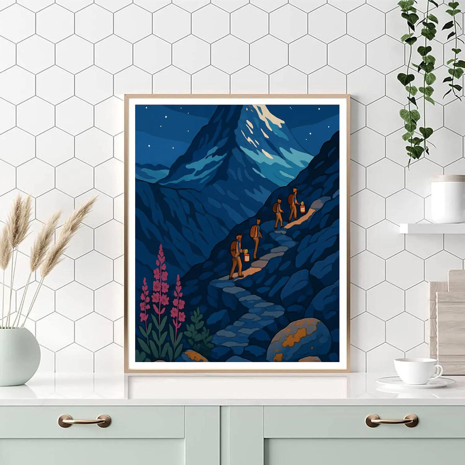Lanternlit Ridge With Mountain Shadows Paint by numbers art