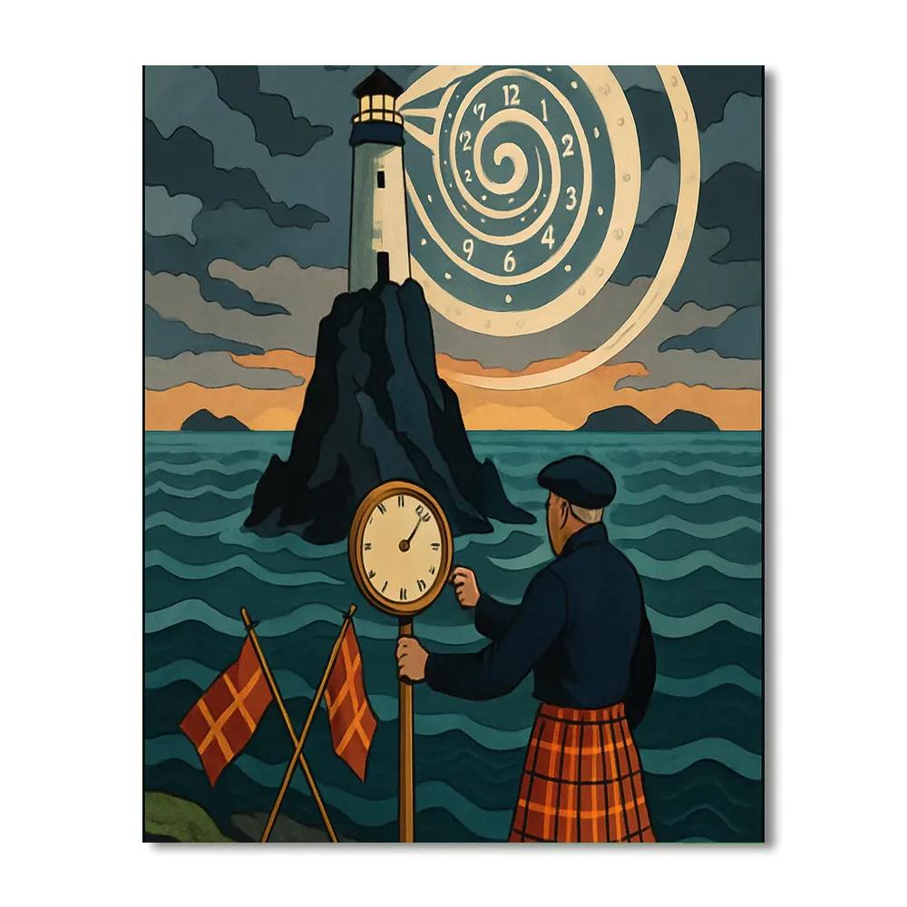 Tide Clock Lighthouse Of Scotland Number painting