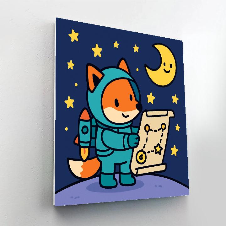 Stargazer Fox And The Moon Map painting number kit