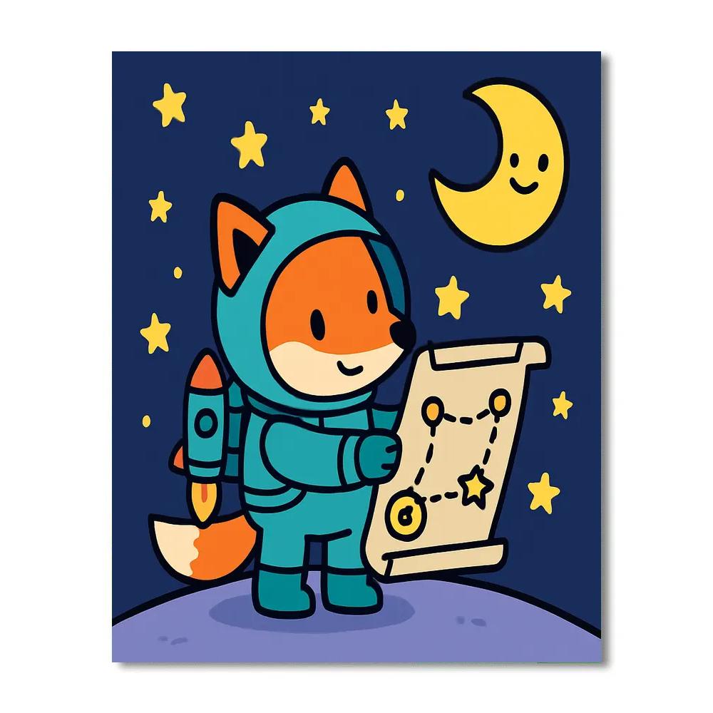 Stargazer Fox And The Moon Map painting number kit