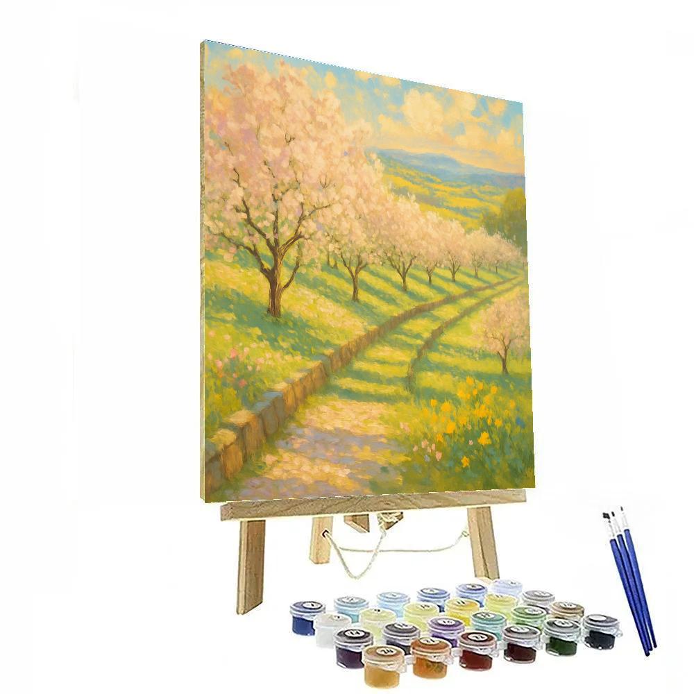 Sunlit Orchard With Wildflower Terrace paint by number