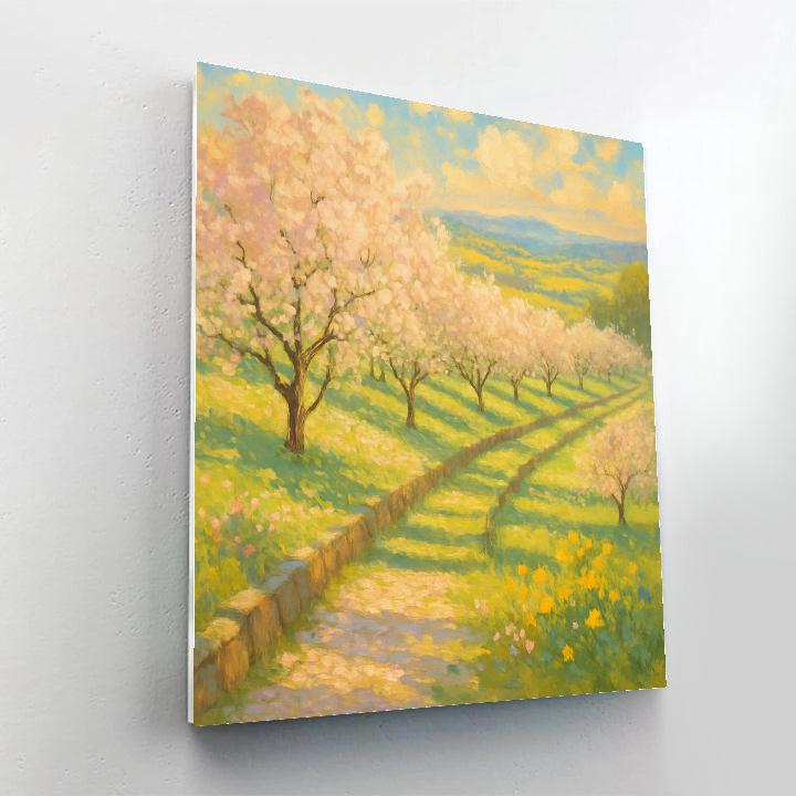 Sunlit Orchard With Wildflower Terrace paint by number