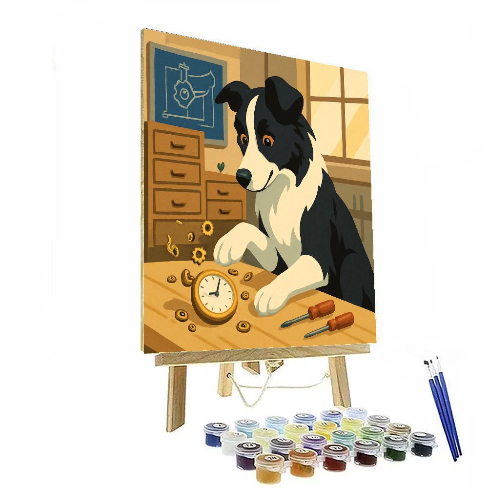 Clockwork Workshop With Dog Companion paint by numbers