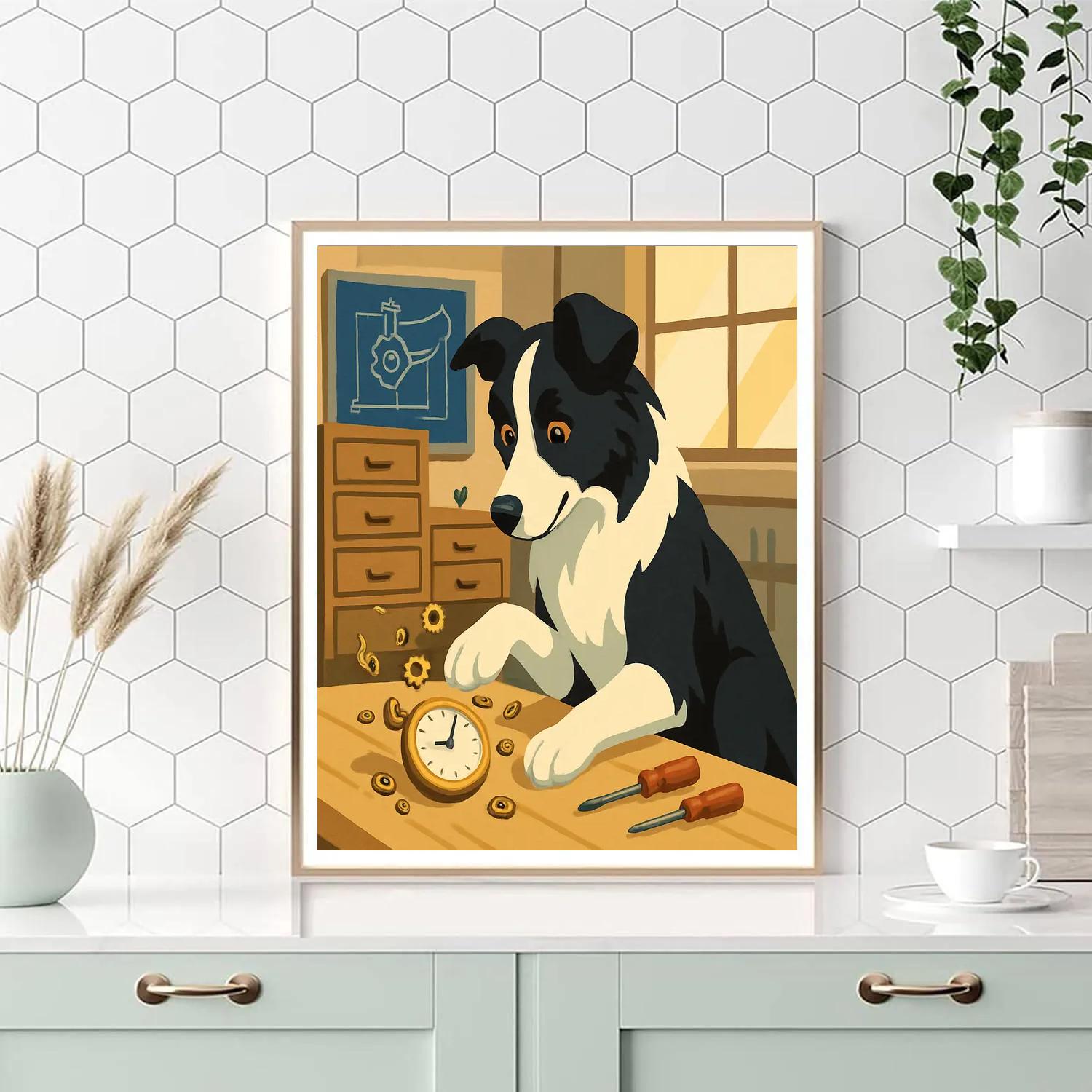 Clockwork Workshop With Dog Companion paint by numbers