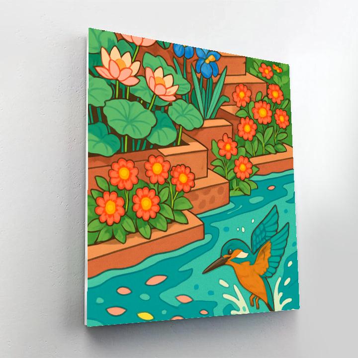 Terraced River Garden In Flowers paint by color