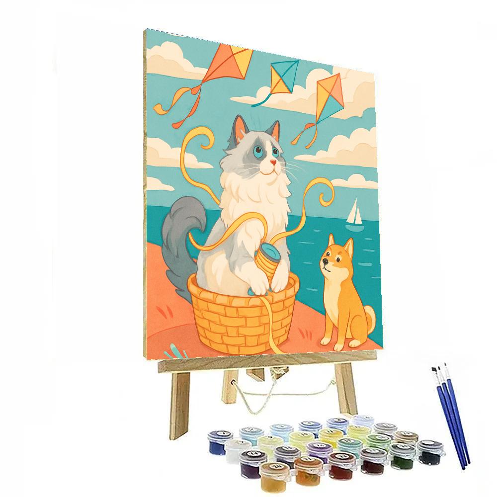 Kite Festival With Cat Companion Paint by numbers kits
