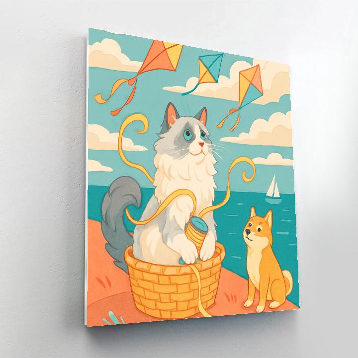 Kite Festival With Cat Companion Paint by numbers kits