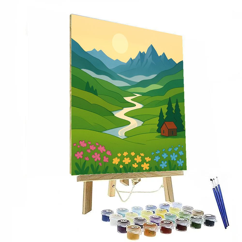 Meadow Panorama With Landscape Ridges paint by color