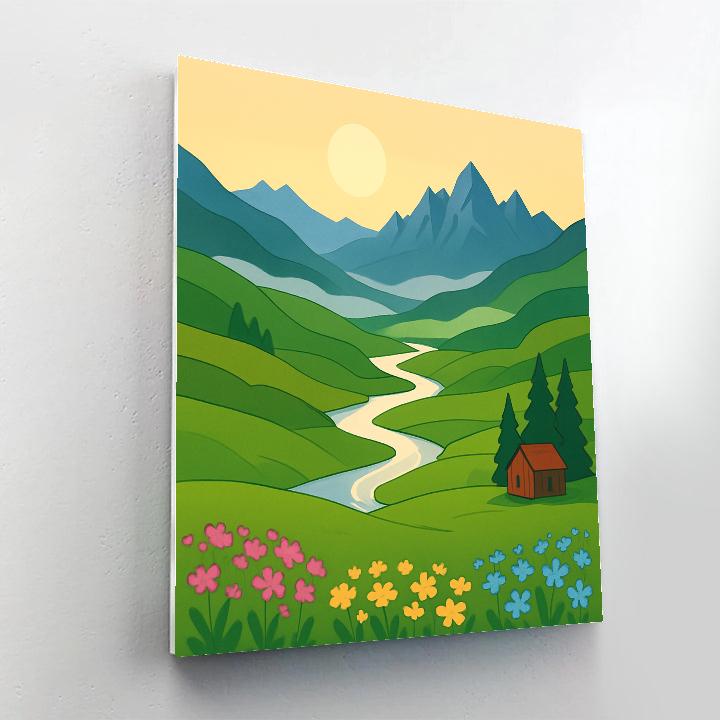 Meadow Panorama With Landscape Ridges paint by color