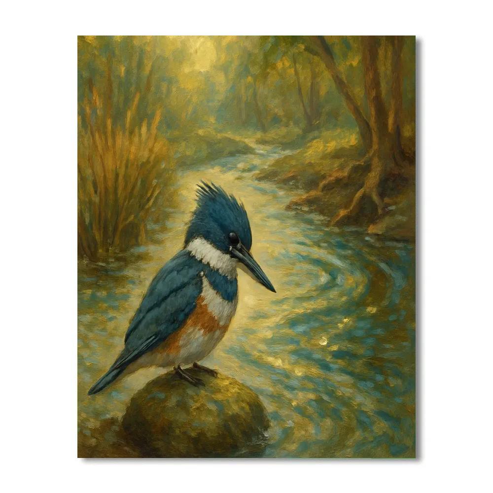 Kingfisher Pause At The Quiet Creek Bend Paint by numbers art