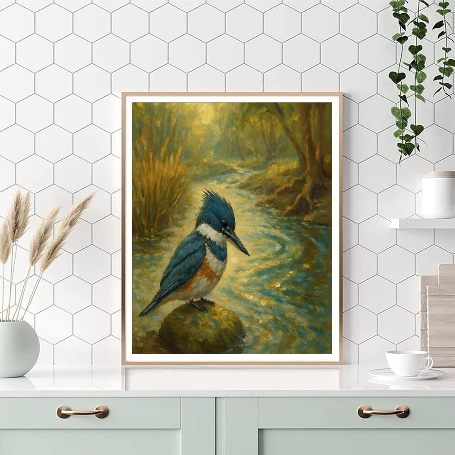 Kingfisher Pause At The Quiet Creek Bend Paint by numbers art