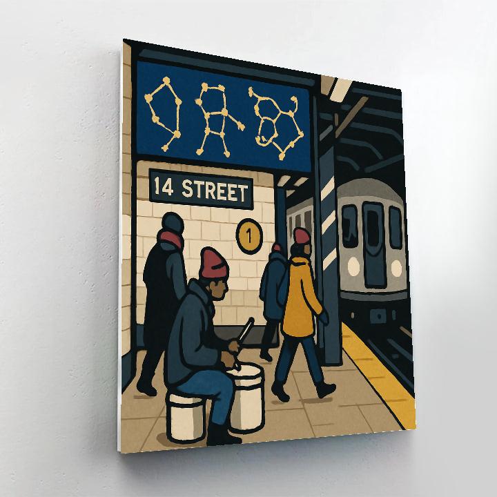 Subway Platform In New York, Constellation Mosaics Number painting