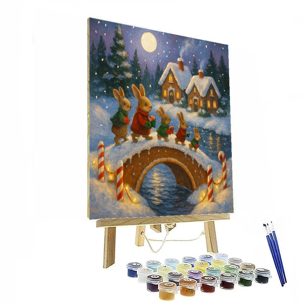 Moonlit Gingerbread Bridge Crossing Painting by numbers kit