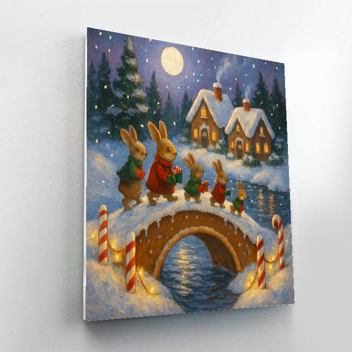 Moonlit Gingerbread Bridge Crossing Painting by numbers kit
