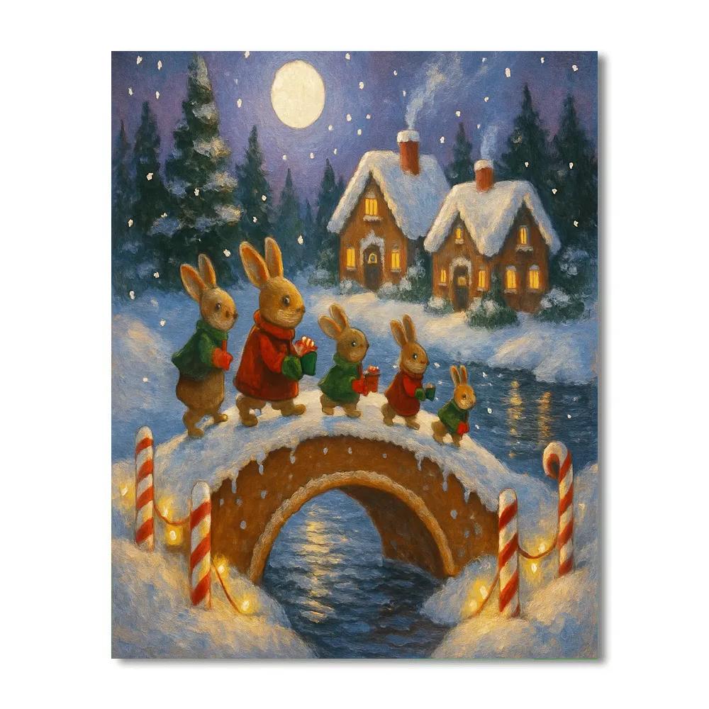 Moonlit Gingerbread Bridge Crossing Painting by numbers kit