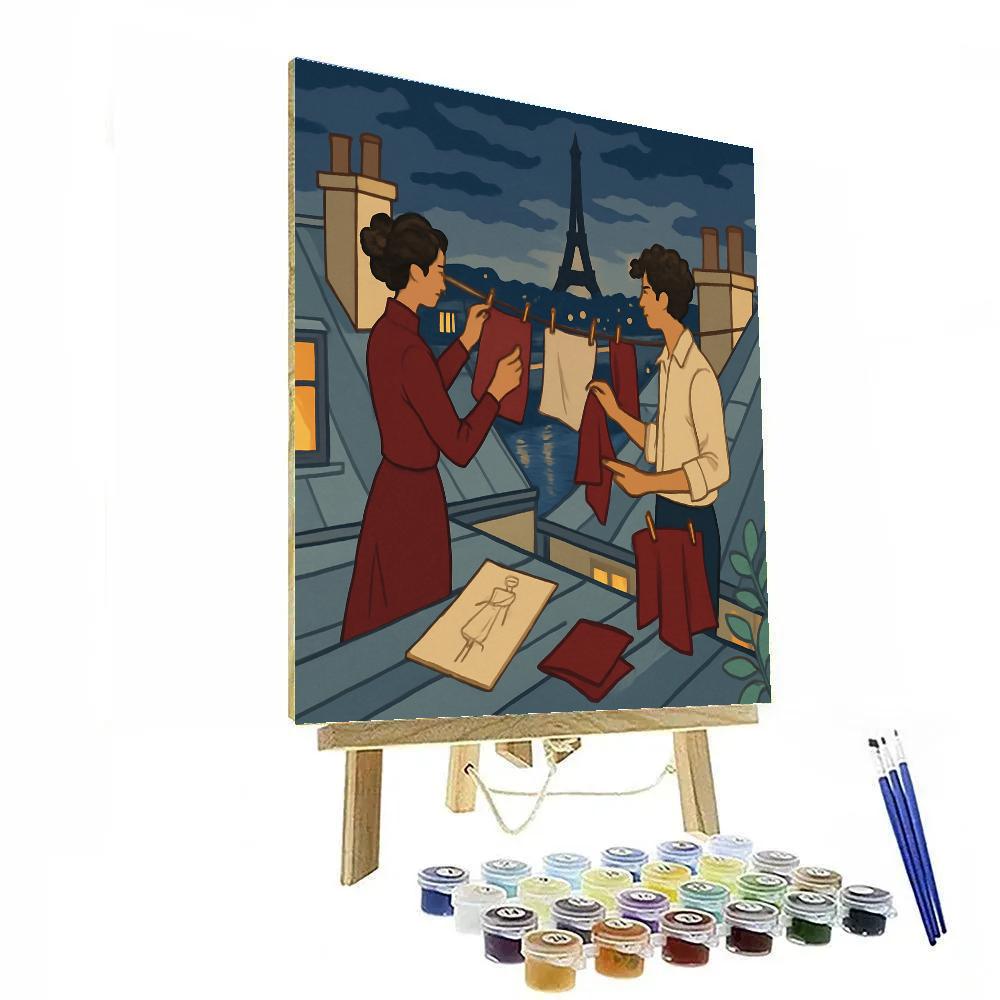 Rooftop Atelier Silhouettes Paris painting number kit