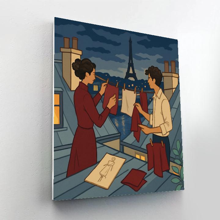 Rooftop Atelier Silhouettes Paris painting number kit