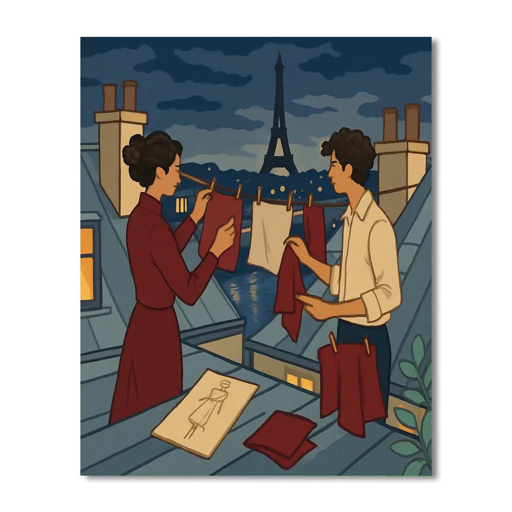 Rooftop Atelier Silhouettes Paris painting number kit