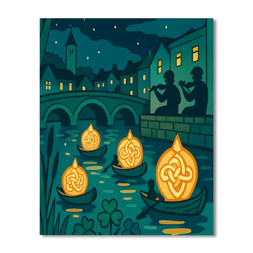 Lantern Regatta In Ireland Twilight Number painting