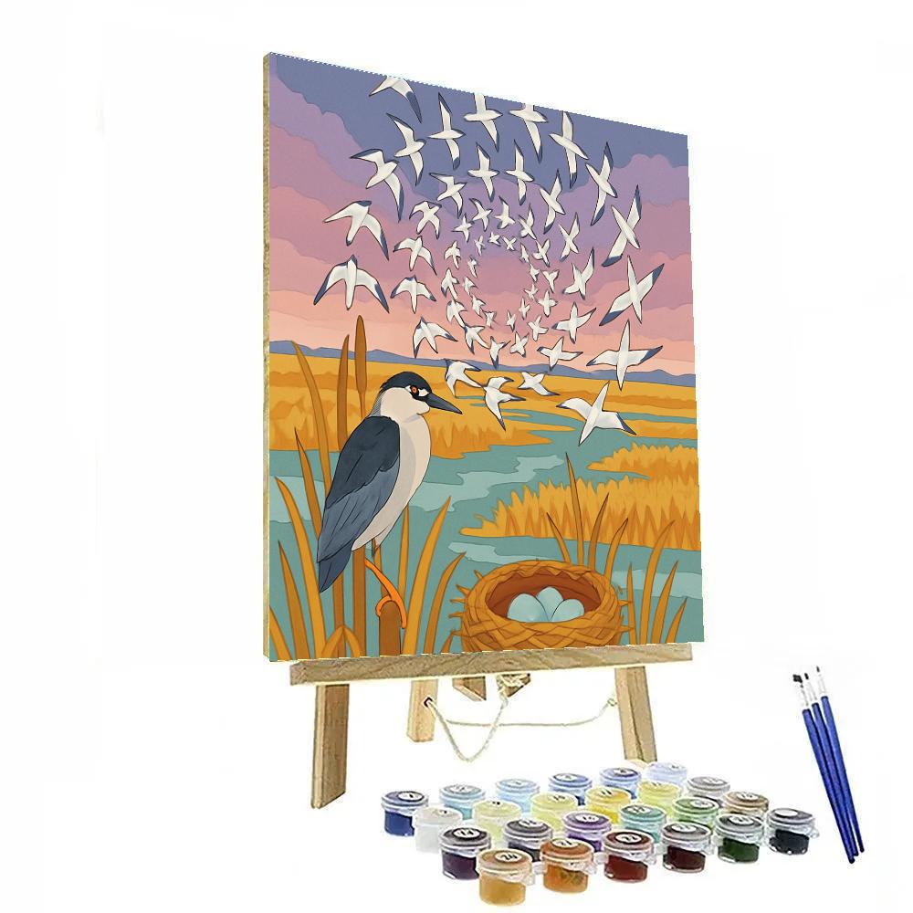 Reed Cathedral With Birds In Spiral Migration paint by numbers