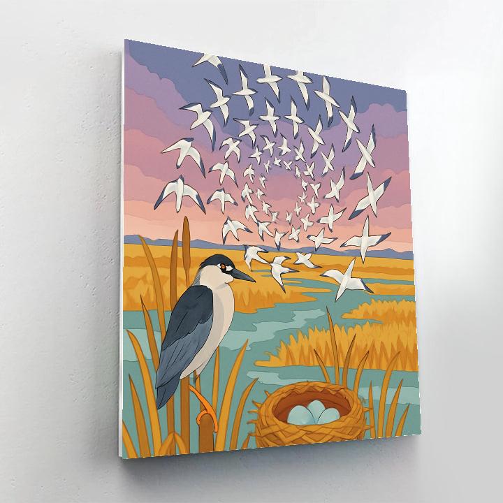 Reed Cathedral With Birds In Spiral Migration paint by numbers